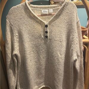 CJ Banks  Cream Knit Henley Sweater